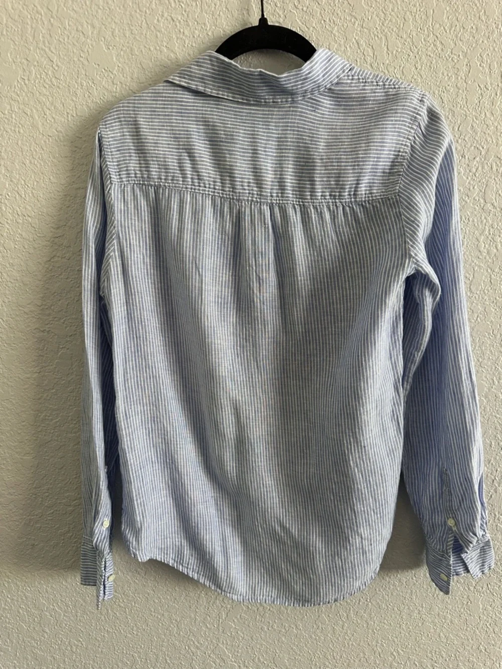 J.Crew Blue White Stripe Popover Button Front Shirt Women’s Size 2 Cotton - Picture 5 of 8